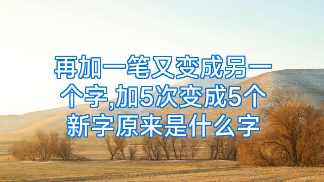 再加一笔又变成另一个字,加5次变成5个新字原来是什么字