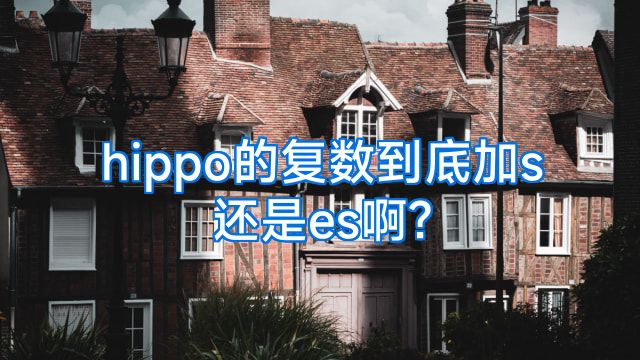 hippo的复数到底加s还是es啊?