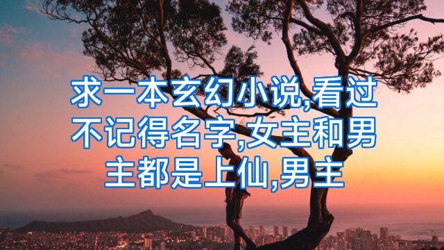 求一本玄幻小说,看过不记得名字,女主和男主都是上仙,男主