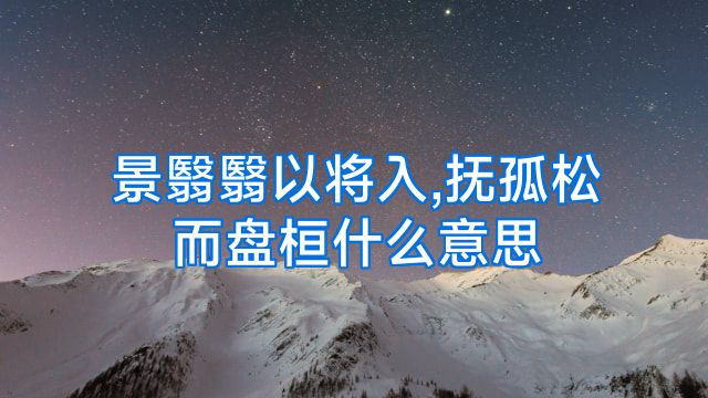 景翳翳以将入,抚孤松而盘桓什么意思