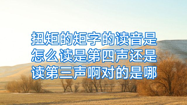 扭矩的矩字的读音是怎么读是第四声还是读第三声啊对的是哪