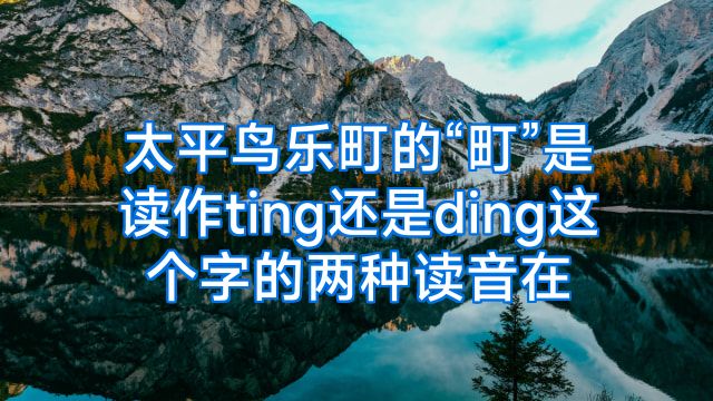 太平鸟乐町的“町”是读作ting还是ding这个字的两种读音在