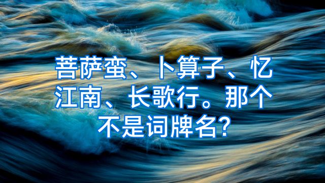 菩萨蛮、卜算子、忆江南、长歌行。那个不是词牌名?