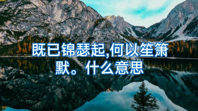 既已锦瑟起,何以笙箫默。什么意思