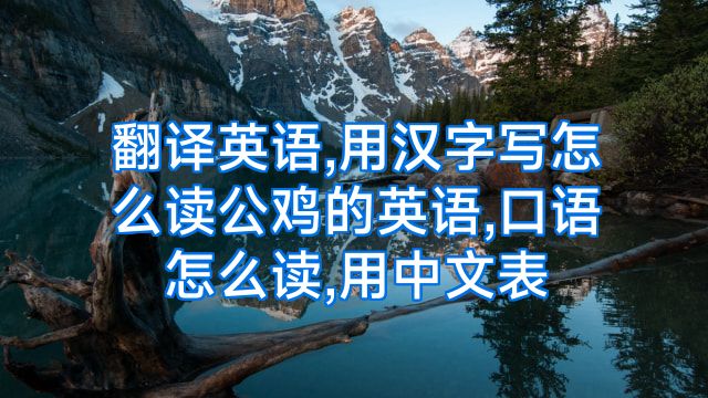 翻译英语,用汉字写怎么读公鸡的英语,口语怎么读,用中文表