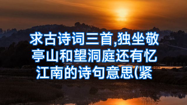 求古诗词三首,独坐敬亭山和望洞庭还有忆江南的诗句意思(紧