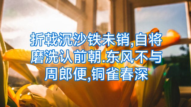 折戟沉沙铁未销,自将磨洗认前朝.东风不与周郎便,铜雀春深