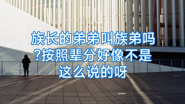 族长的弟弟叫族弟吗?按照辈分好像不是这么说的呀