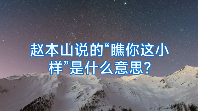 赵本山说的“瞧你这小样”是什么意思?