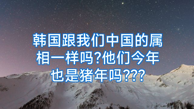 韩国跟我们中国的属相一样吗?他们今年也是猪年吗???