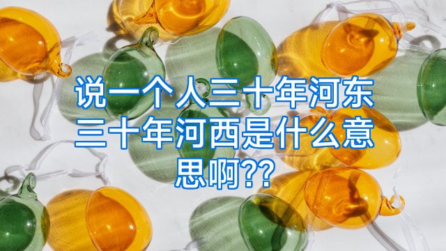 说一个人三十年河东三十年河西是什么意思啊??