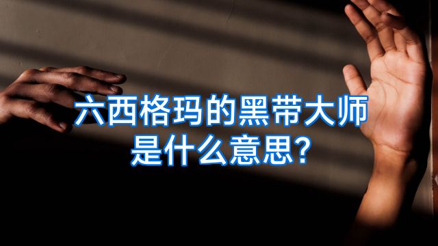 六西格玛的黑带大师是什么意思?