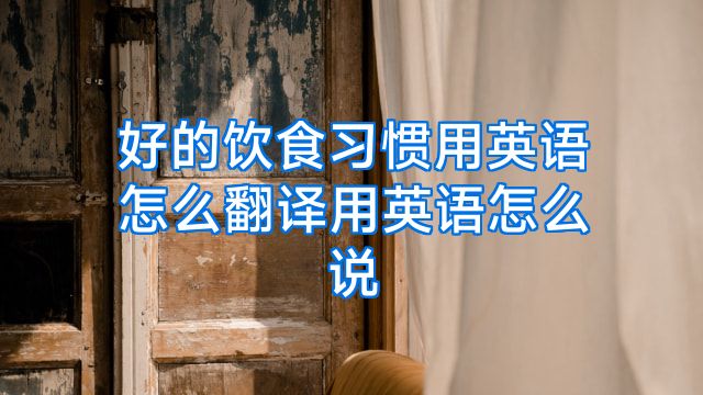 好的饮食习惯用英语怎么翻译用英语怎么说