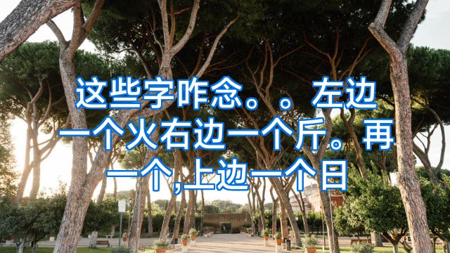这些字咋念。。左边一个火右边一个斤。再一个,上边一个日