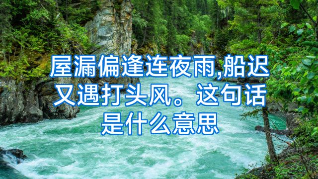 屋漏偏逢连夜雨,船迟又遇打头风。这句话是什么意思