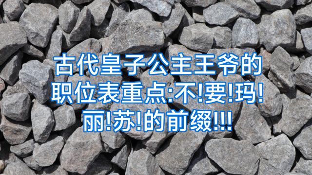 古代皇子公主王爷的职位表重点:不!要!玛!丽!苏!的前缀!!!