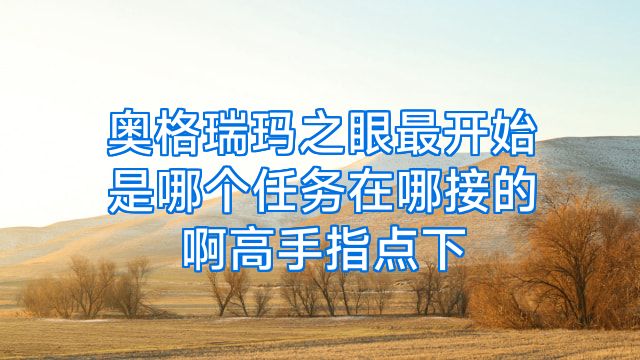 奥格瑞玛之眼最开始是哪个任务在哪接的啊高手指点下
