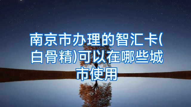 南京市办理的智汇卡(白骨精)可以在哪些城市使用
