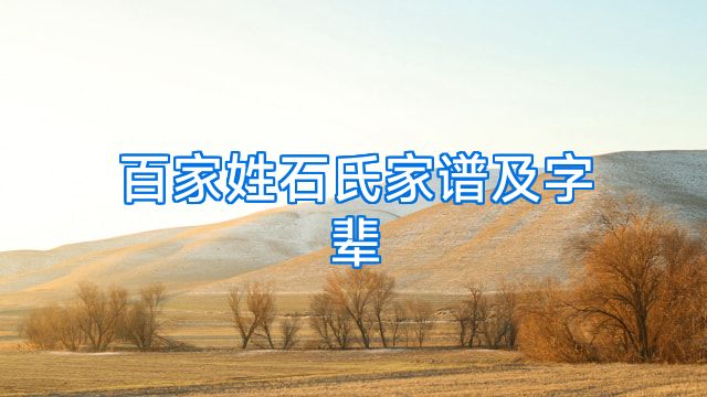 百家姓石氏家谱及字辈