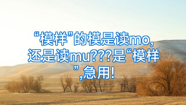 “模样”的模是读mo,还是读mu???是“模样”,急用!