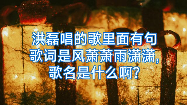 洪磊唱的歌里面有句歌词是风萧萧雨潇潇,歌名是什么啊?