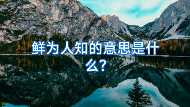 鲜为人知的意思是什么?