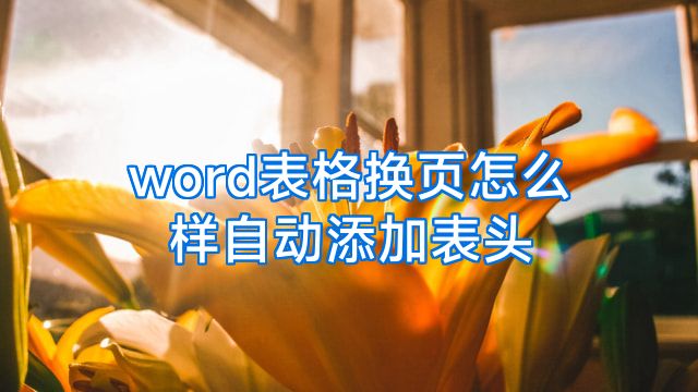 word表格换页怎么样自动添加表头