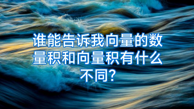 谁能告诉我向量的数量积和向量积有什么不同?