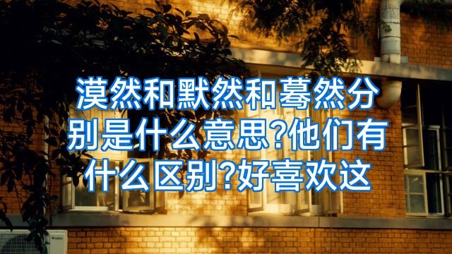 漠然和默然和蓦然分别是什么意思?他们有什么区别?好喜欢这