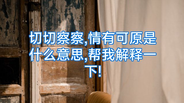 切切察察,情有可原是什么意思,帮我解释一下!