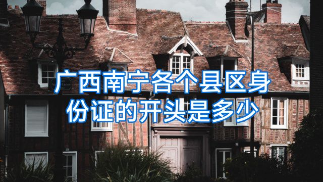 广西南宁各个县区身份证的开头是多少