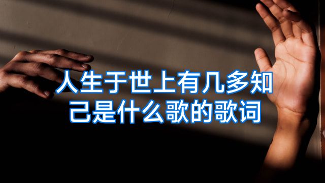 人生于世上有几多知己是什么歌的歌词