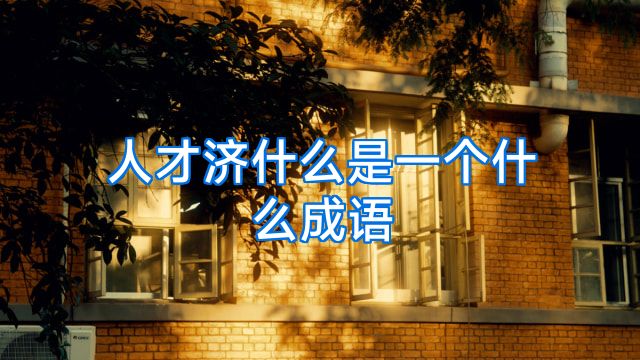 人才济什么是一个什么成语
