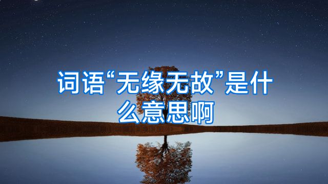 词语“无缘无故”是什么意思啊