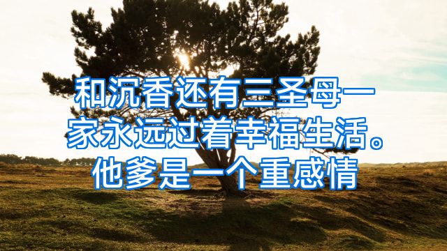 和沉香还有三圣母一家永远过着幸福生活。他爹是一个重感情