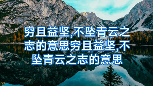 穷且益坚,不坠青云之志的意思穷且益坚,不坠青云之志的意思