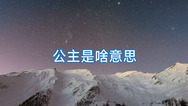 公主是啥意思
