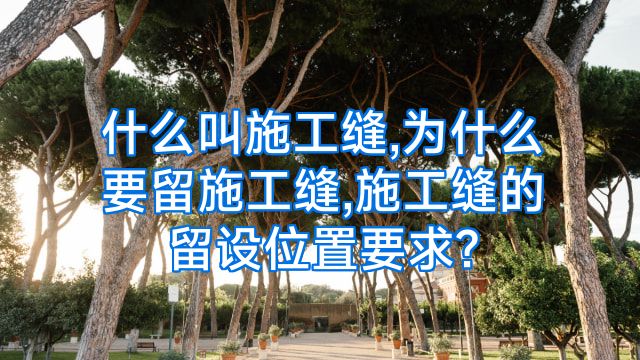 什么叫施工缝,为什么要留施工缝,施工缝的留设位置要求?