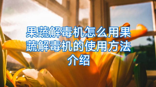 果蔬解毒机怎么用果蔬解毒机的使用方法介绍