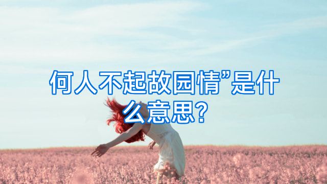 何人不起故园情”是什么意思?