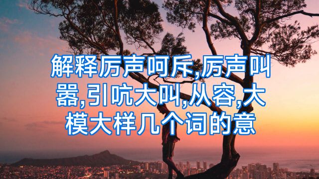 解释厉声呵斥,厉声叫嚣,引吭大叫,从容,大模大样几个词的意
