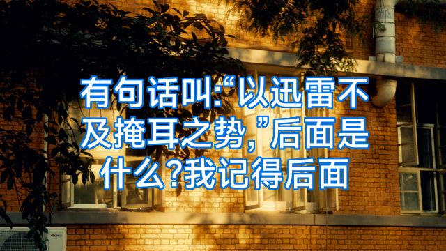 有句话叫:“以迅雷不及掩耳之势,”后面是什么?我记得后面