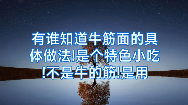 有谁知道牛筋面的具体做法!是个特色小吃!不是牛的筋!是用