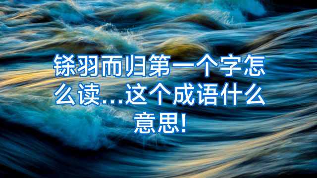 铩羽而归第一个字怎么读…这个成语什么意思!