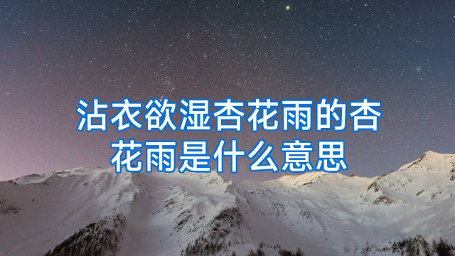 沾衣欲湿杏花雨的杏花雨是什么意思