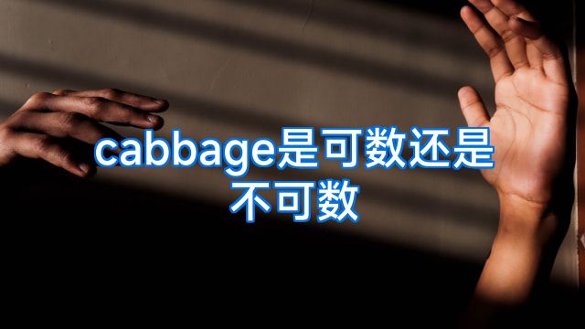 cabbage是可数还是不可数