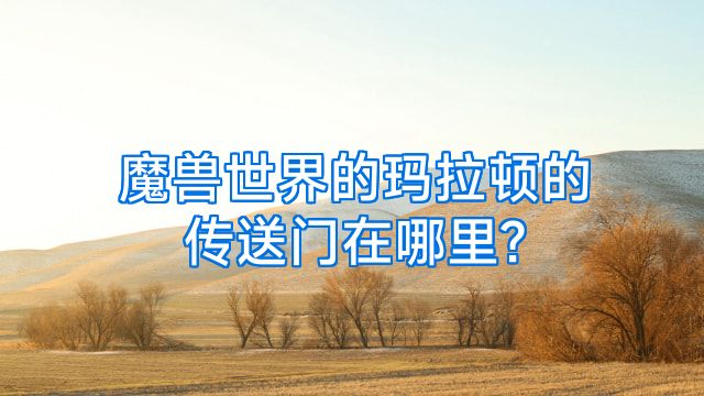魔兽世界的玛拉顿的传送门在哪里?