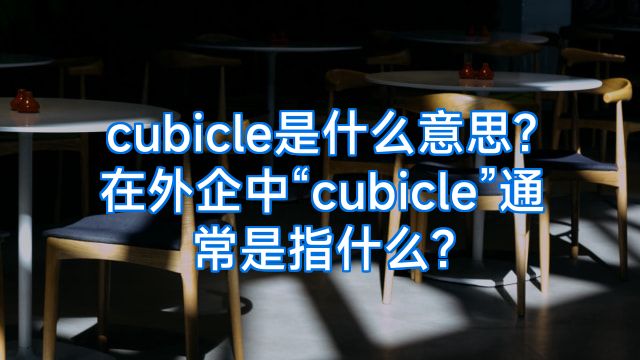 cubicle是什么意思?在外企中“cubicle”通常是指什么?
