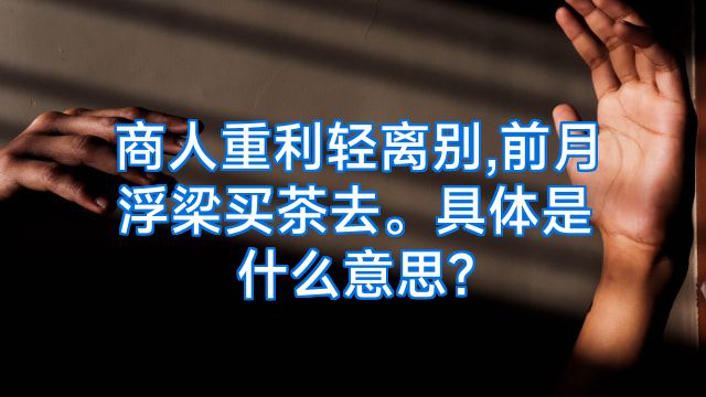 商人重利轻离别,前月浮梁买茶去。具体是什么意思?