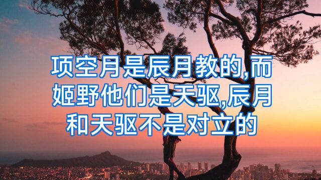 项空月是辰月教的,而姬野他们是天驱,辰月和天驱不是对立的